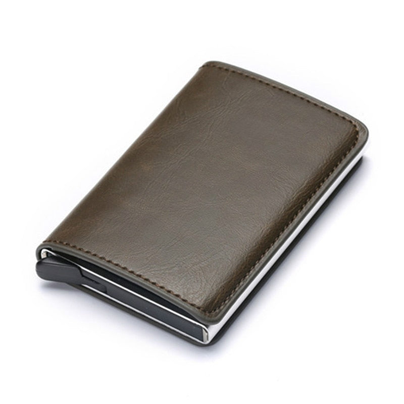 Customized Wallet 2023 Credit Card Holder Men Wallet RFID Aluminium Box Bank Card Holder Vintage Leather Wallet with Money Clips