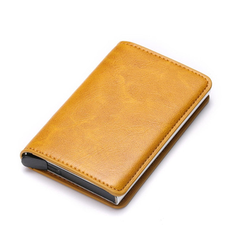 Customized Wallet 2023 Credit Card Holder Men Wallet RFID Aluminium Box Bank Card Holder Vintage Leather Wallet with Money Clips