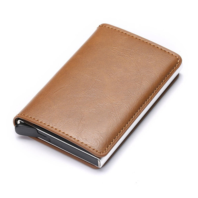 Customized Wallet 2023 Credit Card Holder Men Wallet RFID Aluminium Box Bank Card Holder Vintage Leather Wallet with Money Clips