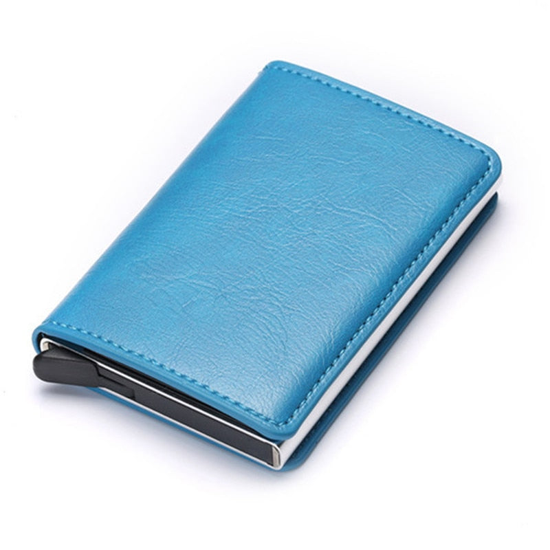 Customized Wallet 2023 Credit Card Holder Men Wallet RFID Aluminium Box Bank Card Holder Vintage Leather Wallet with Money Clips