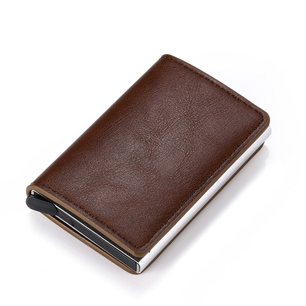 Customized Wallet 2023 Credit Card Holder Men Wallet RFID Aluminium Box Bank Card Holder Vintage Leather Wallet with Money Clips