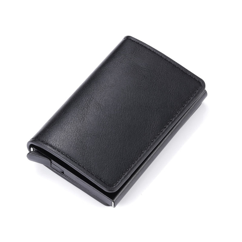 Customized Wallet 2023 Credit Card Holder Men Wallet RFID Aluminium Box Bank Card Holder Vintage Leather Wallet with Money Clips