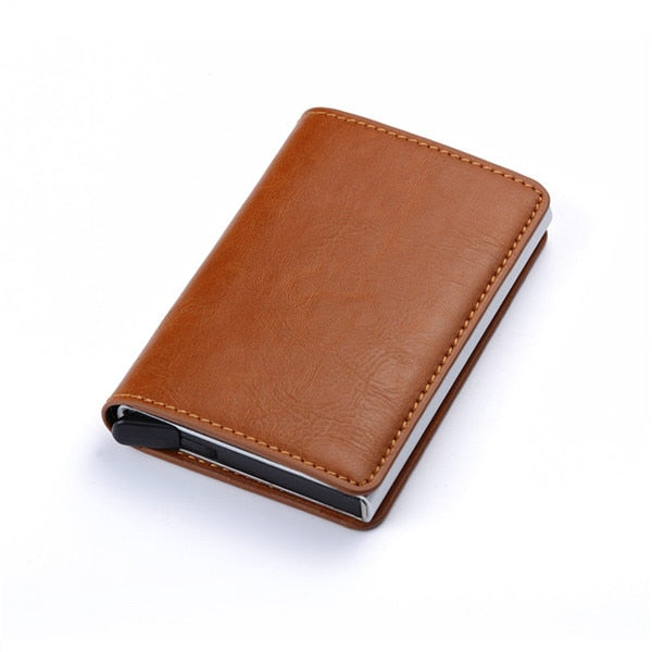 Customized Wallet 2023 Credit Card Holder Men Wallet RFID Aluminium Box Bank Card Holder Vintage Leather Wallet with Money Clips
