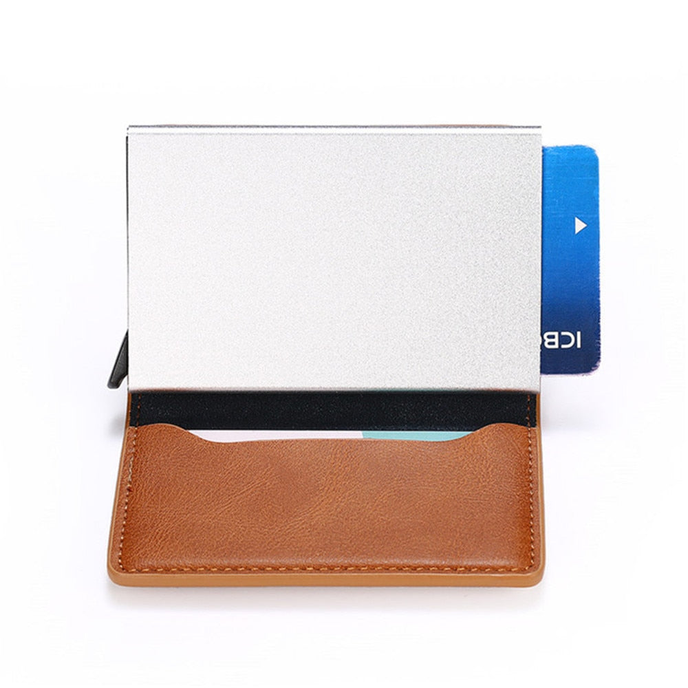 Customized Wallet 2023 Credit Card Holder Men Wallet RFID Aluminium Box Bank Card Holder Vintage Leather Wallet with Money Clips